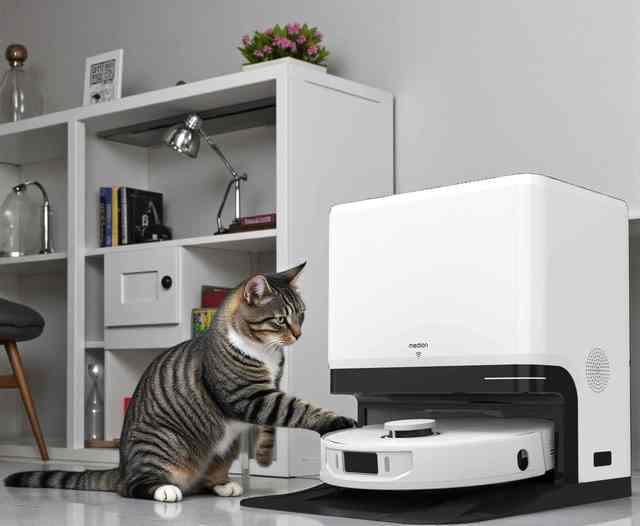 pet-friendly vacuum cleaner robot LDS laser navigation with real-time video camera for single-cat families