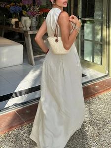 Nouvelles Robes Midi Plissées Sans Manches Moulantes Élégantes pour Femme 2026 – <span class=keywords><strong>Robe</strong></span> Longue d'Été de Soirée avec Fermeture Éclair - Product Image 3
