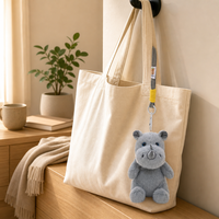 Porte-clés en peluche de rhinocéros gris mignon de 16 à 23 cm, peluche de rhinocéros de dessin animé, jouet en peluche en coton PP tendance