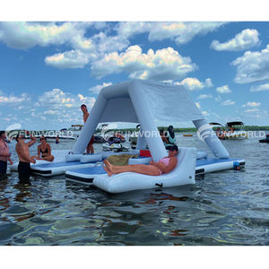 Plate-forme d'île flottante gonflable de parc aquatique pour la pêche de relaxation et l'amusement de famille - Product Image 1