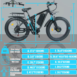 Vélo de montagne électrique à gros pneus de 26 pouces, vélo de ville électrique à double moteur, 2000w, 48v, 22,4ah, livraison rapide aux états-unis - Product Image 6