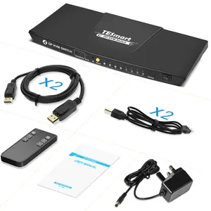 TESmart 4พอร์ต DP KVM Switch รองรับ3840*2160 @ 60Hz เมาส์ท่าทาง IR แป้นพิมพ์ระยะไกลคีย์ร้อน4ใน1ออกสวิทช์ KVM