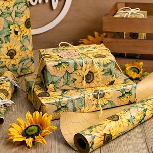 MAYPLUSS Kraft Sunflower Gift <b>Wrap</b> <b>Paper</b> 46.8 Sq Ft Recyclable Single Side Vintage Floral Design for Birthday Anniversary - Product Image 6