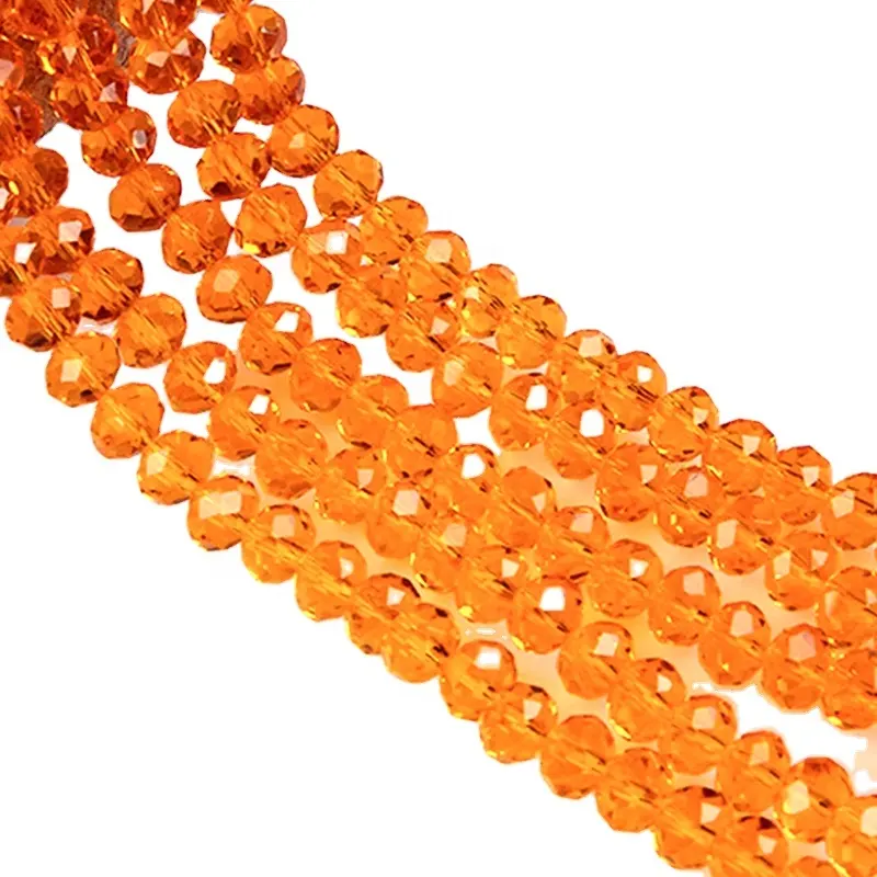 Manik-manik Kaca Bundar Kristal, Manik-manik Longgar Bersegi untuk DIY Pembuatan Perhiasan Kerajinan, Aksesori Jahit Garmen