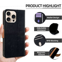 Étui portefeuille en cuir professionnel Minibook pour iPhone 18 Pro avec fentes pour cartes, antichoc et magnétique, compatible iPhone 17, 16, 15, 14 Pro Max