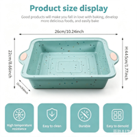 Plateau de cuisson carré en silicone avec cadre métallique renforcé, deux tons, poignées orange, 26x22x4.5cm