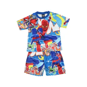 Комплект для мальчиков с изображением Человека-паука, новая летняя одежда с коротким рукавом, одежда с мультяшным рисунком, детские шорты, детские пижамы, повседневная одежда из двух предметов, оптовая продажа