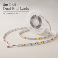 Lampu LED Strip 12V 2835 60LED/m 8mm 6500K Putih Dingin Ra80 IP20 Bersertifikasi CE RoHS Gulungan 5m Dapat Diredupkan dengan Remote Control 2-Tahun