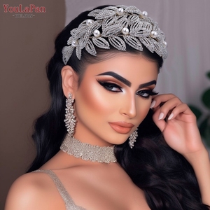 YouLaPan <span class=keywords><strong>HP411</strong></span> Diadema nupcial con hojas brillantes, diadema de boda hecha a mano, accesorios para el cabello de lujo para mujer, joyería, tocado de novia - Product Image 6