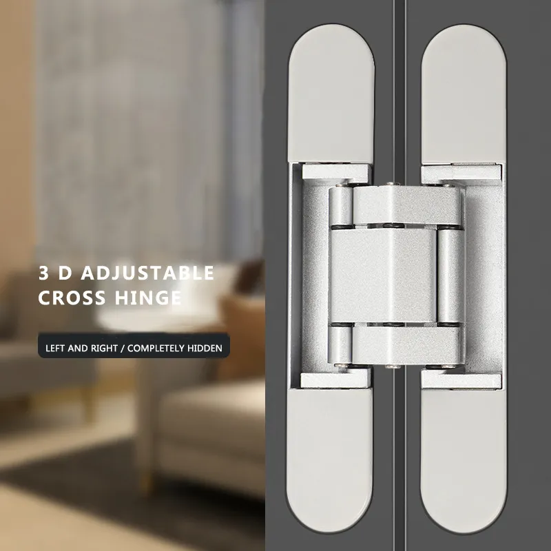 Stainless Steel 3d Adjustable Invisible Cross Hinge Wooden Door 180 Degree Folding Hinge Concealed Hidden Door Hinge