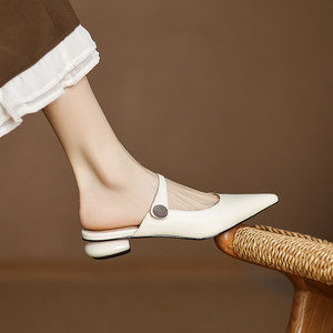 Zapatos franceses Marie Jean de verano, estilo nuevo, con diseño de gotas de agua brillantes, tacón bajo, punta en pico, tipo mule para mujer. - Product Image 5