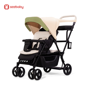 Cochecito Doble para Bebés <span class=keywords><strong>SEEBABY</strong></span> T12 2025, Ligero, de Poliéster, 9.5 kg, Negro, Plegable, con Marco de Acero Inoxidable, Capacidad de Carga de 15 kg - Product Image 3