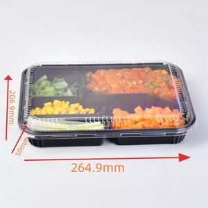 Caja de embalaje de alimentos segura para microondas PP negra personalizada, 5 compartimentos desechables de plástico para llevar comida Deli, contenedor de Almuerzo - Product Image 2