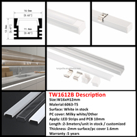 Mini 12mm RGB PCB LED Strip Aluminium Channel Milky Black Diffuser Cover 2m 3m Silver Black TW TW1612 CNC Cutting Ready Stock