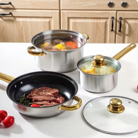 XINGWANG Ensemble de 12 casseroles en acier inoxydable avec bouilloire, batterie de cuisine antiadhésive, ensemble de casseroles à fond plat, marmite à soupe, ensemble de batterie de cuisine en métal
