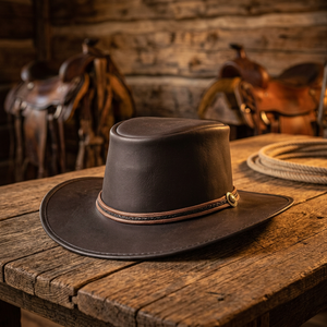 Sombrero de Vaquero de Cuero Genuino Unisex para Adultos BS International, Personalizable con Impresión, para Playa, Ciclismo, Viajes, Casual, Cuatro Estaciones - Product Image 1