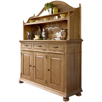 Buffet d'appoint rustique en chêne vieilli style artisanal avec étagère supérieure ouverte pour salle à manger et salon