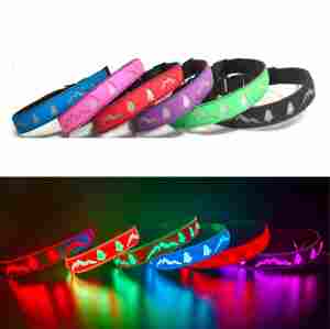 Hot Selling Comfortable Rubber Polyester Webbing 3D <b>Dog</b> Paw Pattern USB Rechargeable Pet LED <b>Collar</b> - Product Image 2