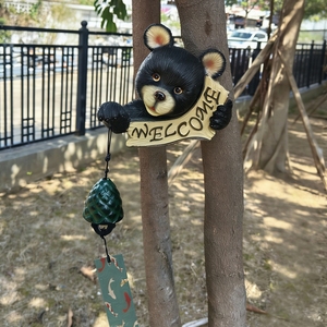 Campanas de viento con diseño de oso negro, adornos de bienvenida, decoraciones para jardín y patio exterior, colgantes de animales, decoración para balcón - Product Image 3