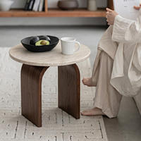 Travertin-ähnlicher Holz-Beistelltisch Handgefertigt Langlebig Modern Luxuriös Schlafzimmer Apartment-Möbel Anpassbare Farbe