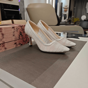 Jimmy Womens Sheer Mesh Ruched Stiletto Heels Fashion Pointed Toe Pumps for Wedding Party Evening Events Chooing - Product Image 1