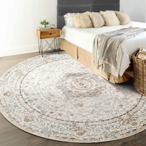 <span class=keywords><strong>Tapis</strong></span> ronds d'intérieur, à poils ras, lavables en machine, style abstrait, vieilli, blanc <span class=keywords><strong>beige</strong></span>, turc persan, pour salon - Product Image 4