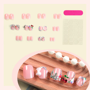 Uñas Postizas de Presión, Material ABS, Diseño Cuadrado, Set de Manicura, Lima de Uñas, Diamantes de Imitación, Adornos, Uñas Artificiales - Product Image 3