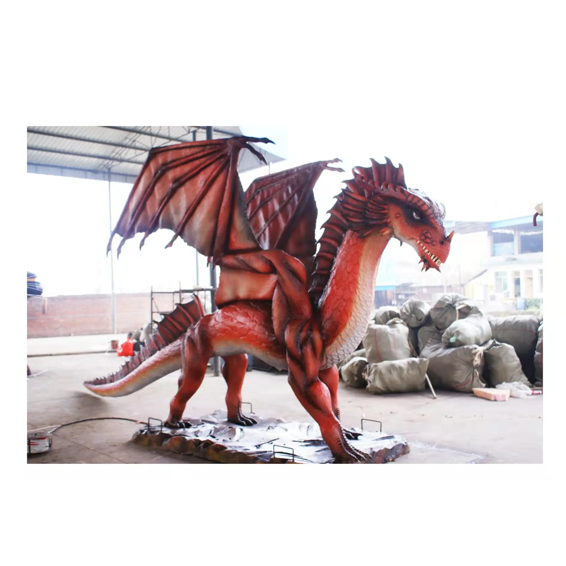 4.5m fire dragon Simulation model 2022 Life-size popular handmade hot sale Customized Dinosaur park lantern show
