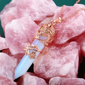 قلادة فاخرة سداسية من الكوارتز الحقيقي مع قلادات مرصعة بالكريستال الطبيعي ومرصعة بأحجار الشفاء - Product Image 1