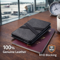 Portefeuille en cuir portable anti-RFID avec sangle élastique croisée, étui fin pour cartes pour un usage quotidien en voyage