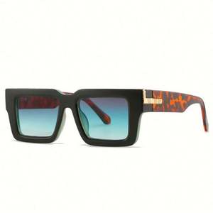 Gafas de Sol Cuadradas con Marco Grande, Diseño Retro Personalizado al por Mayor, con Estampado de Leopardo y Degradado, Protección UV400 para Hombre y Mujer - Product Image 1