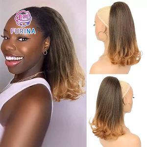 Extensions de queue de cheval synthétiques ondulées Yaki 2025 en gros, en fibre haute température, avec filet de maintien inversé - Product Image 3