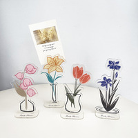Supports de cartes en acrylique personnalisés pour photos florales, style encre lavée, pour décoration de bureau et boutiques de cadeaux - Fournisseur en gros