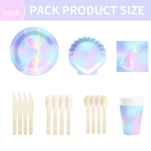 Ensemble de vaisselle jetable personnalisé DAMAI sur le thème des sirènes pour fête d'anniversaire d'enfants, filles, assiettes, gobelets, serviettes - Product Image 4