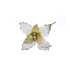 Petite fleur blanche et dorée à paillettes - Product Image 1
