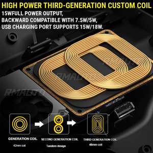 ที่ชาร์จ 15W เหมาะสำหรับ Audi Q5 SQ5 ปี 2018-2020 ช่องเสียบ USB สำหรับโทรศัพท์มือถือ แผงชาร์จไร้สายในรถยนต์ ชุดดัดแปลงคอนโซลกลาง - Product Image 5