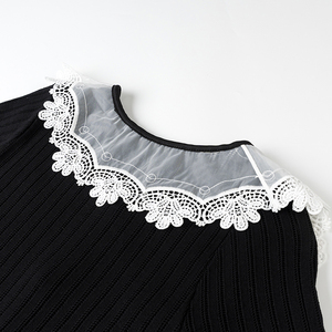 <span class=keywords><strong>Cardigan</strong></span> in Maglia Casual alla Moda con Colletto Peter Pan, Bottoni e Maniche Corte per Donna, Colore <span class=keywords><strong>Nero</strong></span> - Product Image 6