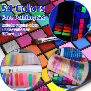 54 couleurs enfants à base d'eau non toxique peinture pour le visage Kits de peinture pour le visage professionnels pour enfants avec 10 pinceaux et pochoirs - Product Image 4