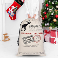 Sac cadeau naturel Extra Large 50x70Cm, sacoches en soie, imprimé, sac de noël en toile avec cordon de serrage, 2022