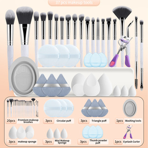 Set de 37 Brochas de Maquillaje que Incluye 20 Brochas, Brocha para Polvo, Brocha para Sombra de Ojos, Rizador de Pestañas, Esponja, Tazón de Limpieza y Borla para Maquillaje Facial - Product Image 1