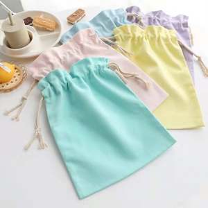 ถุงผ้าฝ้ายพิมพ์ลาย ปากถุงแบบเชือกรูด ขนาดใหญ่และเล็ก ถุงเก็บของกันฝุ่น สไตล์ญี่ปุ่นและเกาหลี ผ้าแคนวาส กระเป๋าแบบมัด  สีพื้น  รับสั่งทำ - Product Image 3