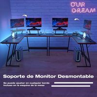 Bureau en L multifonctionnel de qualité moderne, table d'ordinateur, table de jeu, bureau à domicile avec support d'écran