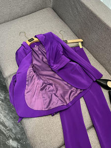 Completo Casual da Ufficio per <span class=keywords><strong>Donna</strong></span> Stile Elegante, Blazer con Volant in Vita e Rever Classico, Maniche Lunghe, Pantaloni a Zampa, Tinta Unita, Set da 2 Pezzi - Product Image 5