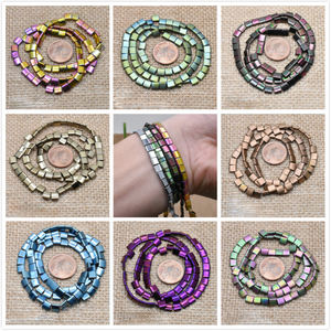 Perline di ematite di pietra naturale 5x5mm perline distanziate allentate quadrate a doppio foro per gioielli che fanno perline di pietre preziose di Design fai-da-te - Product Image 2