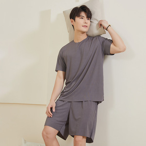 <span class=keywords><strong>Pigiama</strong></span> estivo <span class=keywords><strong>da</strong></span> <span class=keywords><strong>uomo</strong></span>, set di <span class=keywords><strong>pantaloncini</strong></span> a maniche corte, abito casual, sottile, taglie forti, per la casa, tinta unita, elasticizzato, <span class=keywords><strong>pigiama</strong></span> in due pezzi - Product Image 1