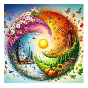 Kit de Pintura de Diamantes 5D con Paisaje Yin Yang de Cuatro Estaciones, Taladro Completo <span class=keywords><strong>AB</strong></span>, Arte de Gemas de Resina, Regalo de Navidad y Cumpleaños para Adultos - Product Image 4