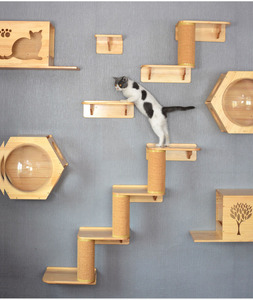 Cadre d'escalade type arbre à chat, jouet de luxe en bois massif, plateforme de bricolage, perche pour animaux domestiques, jouets grand arbre à chat en Sisal - Product Image 6