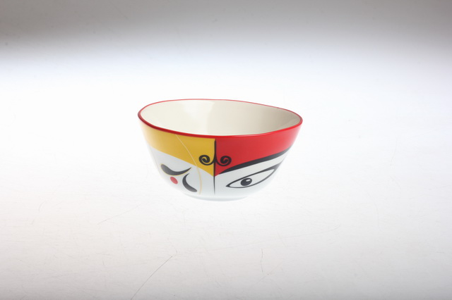 Saladier 12 cm avec bord rouge et décalcomanie