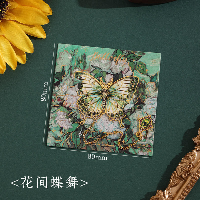 ผีเสื้อชุดที่คั่นหนังสือผีเสื้อเต้นรำท่ามกลางดอกไม้