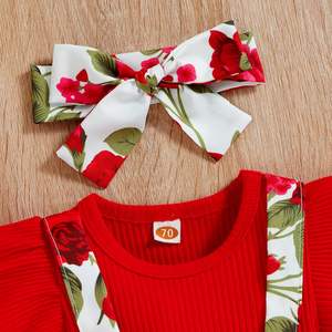 ESSECMBS 2Pz abito estivo per neonate con stampa floreale da principessa elegante da bambina con maniche a volant stile Casual per bambini - Product Image 3